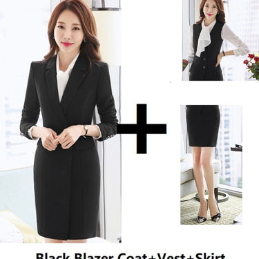 Black Color Formal Business Suit Coat Vest and Skirt for Women  -  GeraldBlack.com
