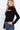 Black Color Long Sleeve Mock Neck Front Keyhole Design Sweater - SolaceConnect.com