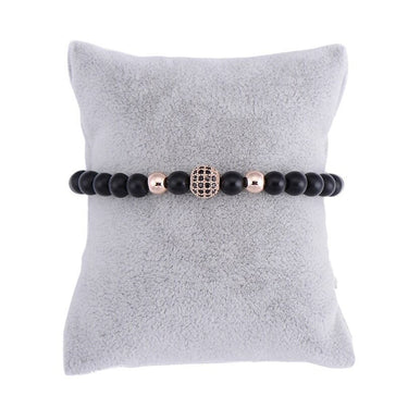Black CZ Fashion Ball Natural Stone Matte Beads Charm Bracelets for Men  -  GeraldBlack.com