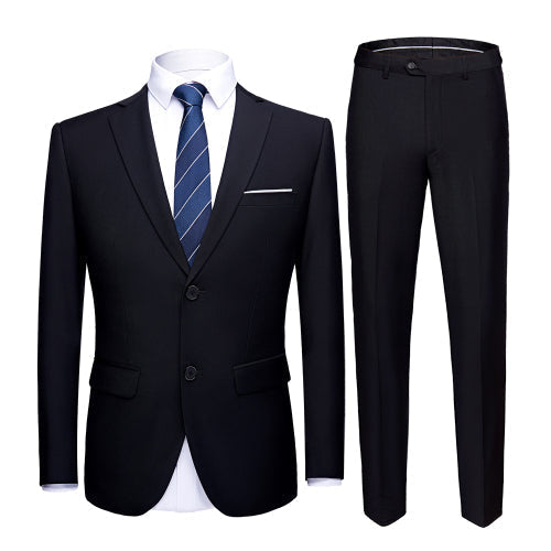 Black Fashion Wedding Formal Business Slim Suit Jacket Pants for Men  -  GeraldBlack.com