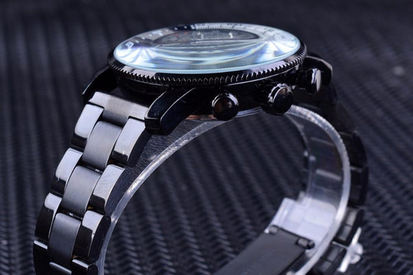 Black Miltary Luminous Hands Stainless Steel Men's Automatic Watches - SolaceConnect.com