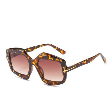 Black Oversized Irregular Frame with Metal T UV400 Sunglasses for Women - SolaceConnect.com