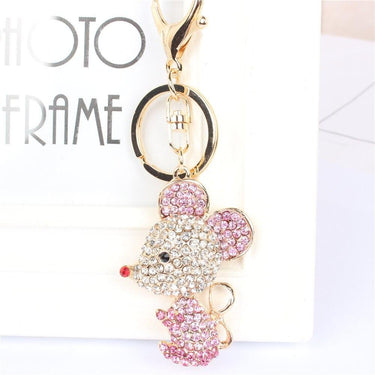Black Pink Mouse Rhinestone Crystal Charm Purse Pendant & Key Chain - SolaceConnect.com