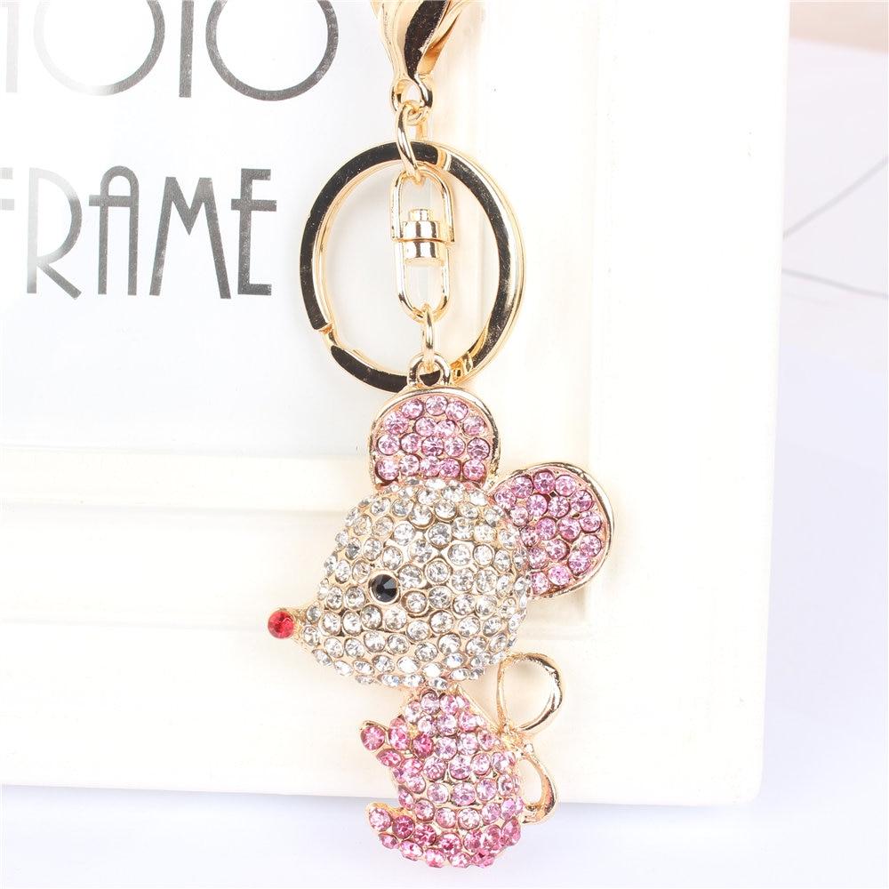 Black Pink Mouse Rhinestone Crystal Charm Purse Pendant & Key Chain  -  GeraldBlack.com