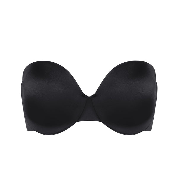 Black Plus Size Padded Underwire Anti-slip Strapless Bra for Women  -  GeraldBlack.com