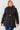 Black Plus Size Parallel Quilt Faux Fur Hood Padded Long Puffer Belted Jacket - SolaceConnect.com