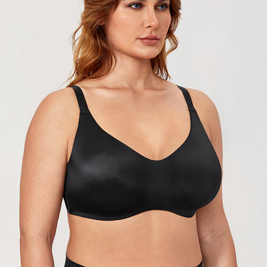 Black Plus Size Seamless Unlined Underwire Full Coverage Comfort Bra for Women  -  GeraldBlack.com