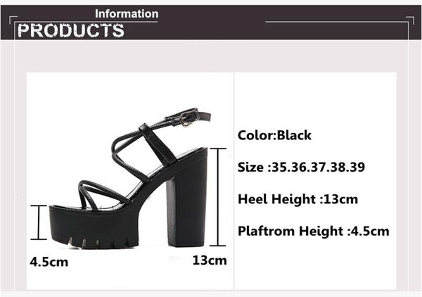 Black Rome Summer Women's Thick Platform Heel Shoes with Open Toe - SolaceConnect.com