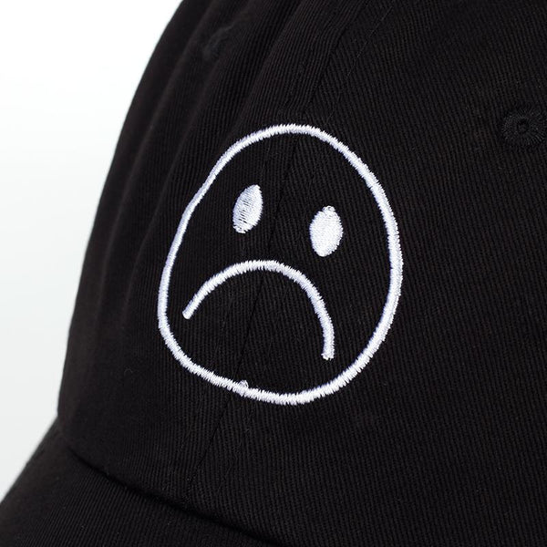 Black Sad Boys Crying Face Adjustable Harajuku Unisex Baseball Caps - SolaceConnect.com