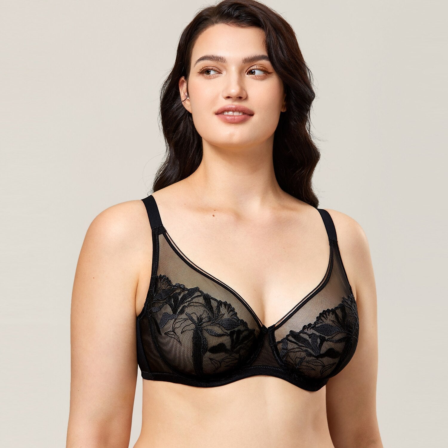 Black Sexy Floral Lace Unlined Underwire Full Coverage Bra for Women  -  GeraldBlack.com