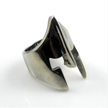 Black Silver Color Stainless Steel Spartan Helmet Party Ring for Men - SolaceConnect.com