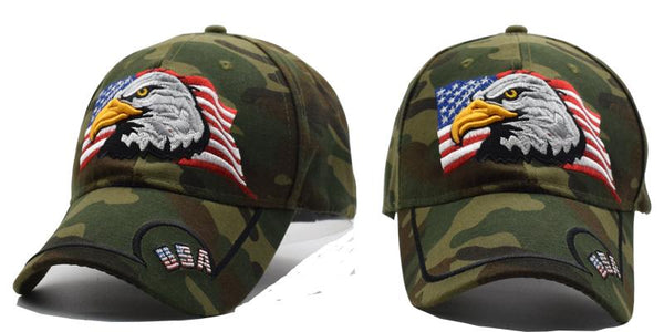 Black USA Flag Eagle Embroidery Casual Unisex Snapback Baseball Cap - SolaceConnect.com