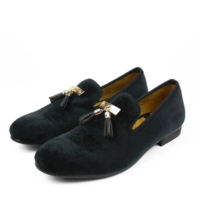Black Velvet Tassel Men Casual Shoes Breathable Loafers Shoes  -  GeraldBlack.com
