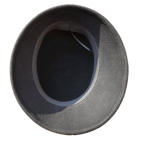 Black Wool Felt Cloche Bucket bell-shaped Hat for Women Flower Knot  -  GeraldBlack.com