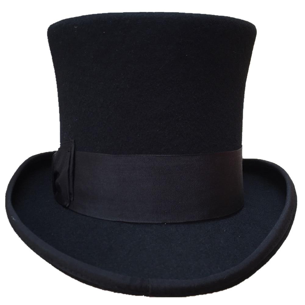 Black Wool Gentleman Steampunk Wedding Groom Cylinder Chimney Top Hat ...