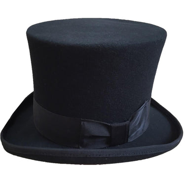 Black Wool Gentleman Steampunk Wedding Groom Cylinder Chimney Top Hat - SolaceConnect.com