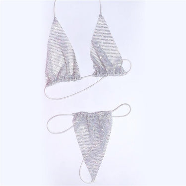 Bling Rhinestones Sexy Fishnet Halter Bra-Panty 2 Piece Set for Women - SolaceConnect.com