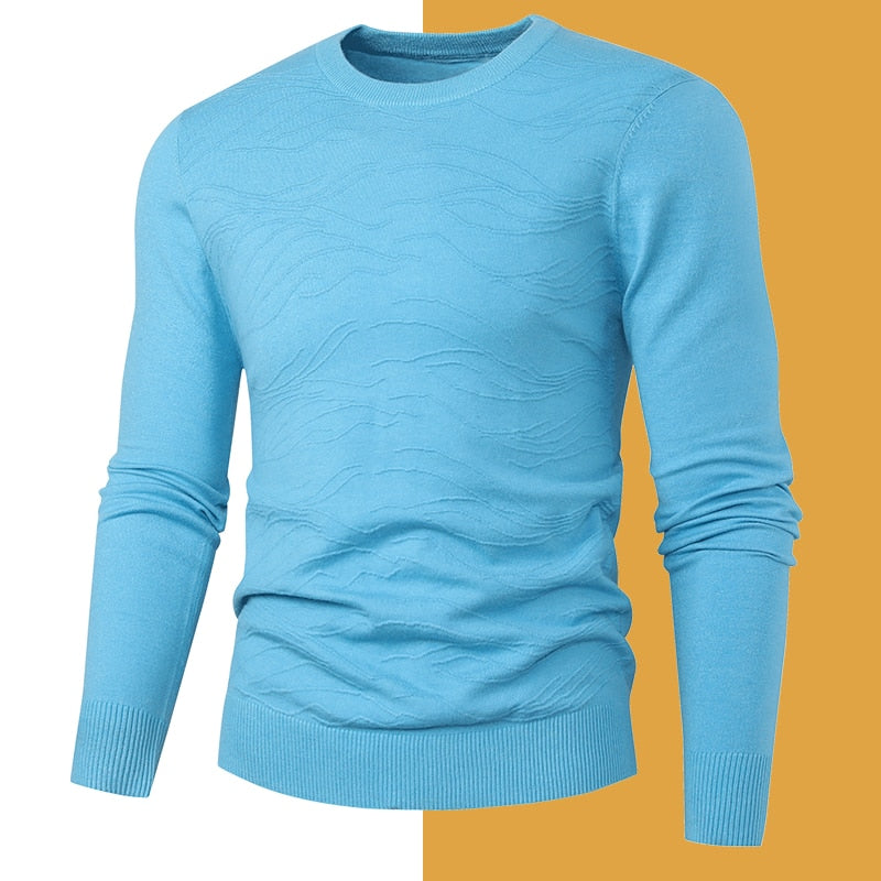Blue-2118 Men's Pullover Sweater Fashion Soft Autumn Slim Sweater Jersey Knitwear Winter Jumper Tops Sweatshirt Plus Size  -  GeraldBlack.com