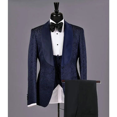 Blue Black Blazer Vest Pants Groom Wedding Slim Fit Tuxedos For Men Groomsmen Suit Formal Party  -  GeraldBlack.com