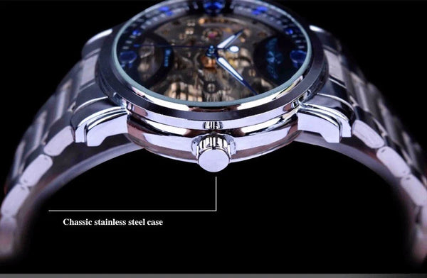 Blue Ocean Casual Designer Fashion Stainless Steel Men's Skeleton Watch  -  GeraldBlack.com