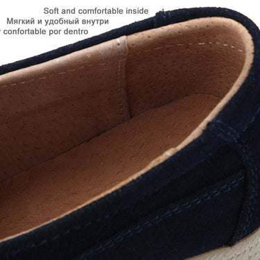 Blue Spring Autumn Moccasins Woman Platforms Genuine Leather Slip-on Casual Lady Round Toe Cow Suede  -  GeraldBlack.com