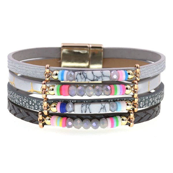 Bohemia Fashion Charm Stone Magnet Leather Bracelets for Women  -  GeraldBlack.com