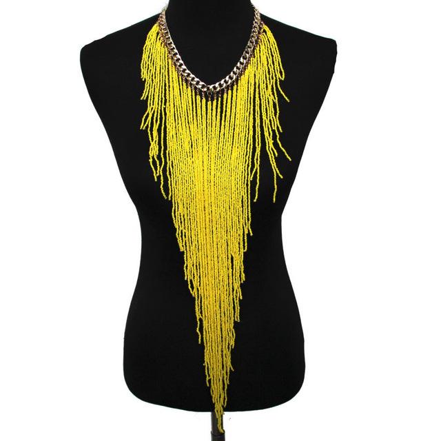 Bohemian Women's Fashion Charm Long Jewelry with Resin Bead and Tassel - SolaceConnect.com