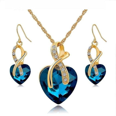 Bridal Wedding Crystal Heart Necklace Earrings Jewelry Set for Women  -  GeraldBlack.com