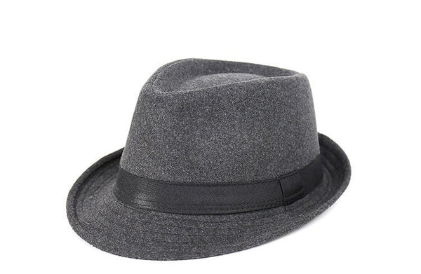 Brief Style Wool Wide Brim Flat Top Fedora Hat Jazz Caps for Men  -  GeraldBlack.com