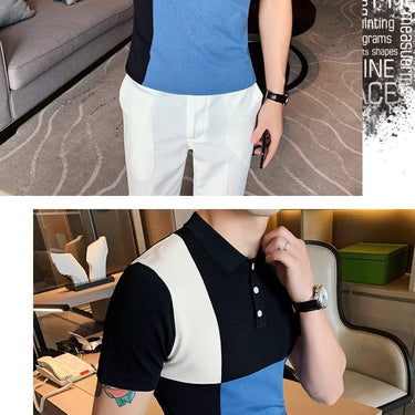 British Fashion Men's Breathable Short Sleeves Contrast Slim Fit Shirt - SolaceConnect.com