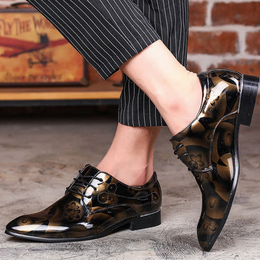 British Fashion Plus Sized Men Bright Surface Casual Leather Lace Up Dres Shoes  -  GeraldBlack.com