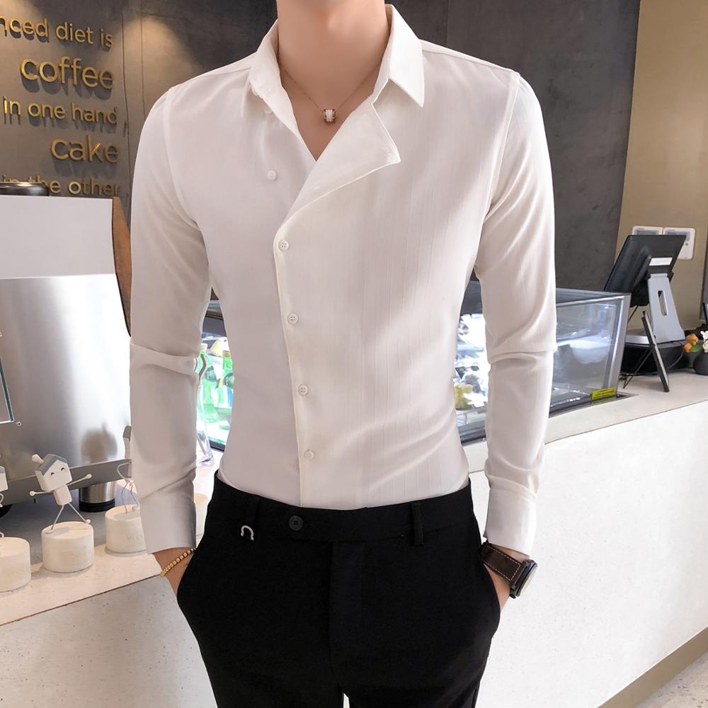 British Style Long Sleeve Business Tuxedo Shirt Men's Fashion Formal W ...