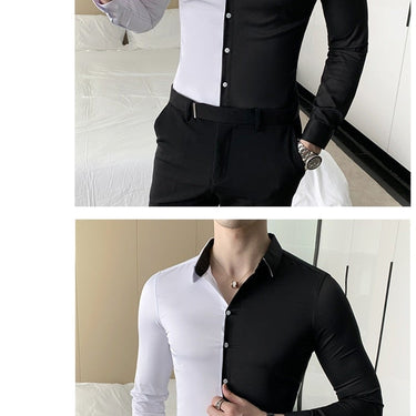 British Style Patchwork Long Sleeve Simple All Match Casual Shirt for Men  -  GeraldBlack.com