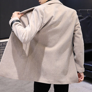 British Style Thick Warm Men Fashion Casual Autumn Long Slim Woolen Windbreaker Coat  -  GeraldBlack.com