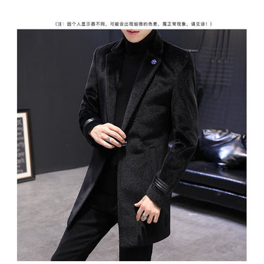 British Style Thick Warm Men Fashion Casual Autumn Long Slim Woolen Windbreaker Coat  -  GeraldBlack.com