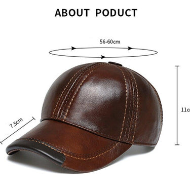 British Style Cowhide Men Women Hat Brown Mature Genuine Leather Caps Windproof Warm Baseball Cap - SolaceConnect.com