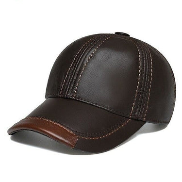 British Style Unisex Warm Brown Cowhide Leather Windproof Baseball Cap Hat  -  GeraldBlack.com
