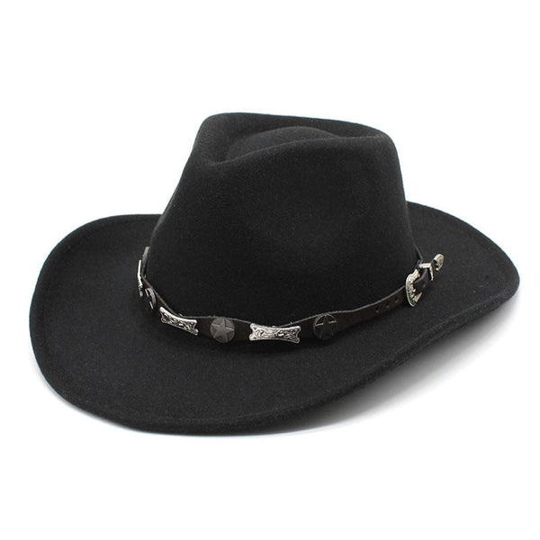 British Style Western Cowboy Hat For Men Classic Cowgirl Felt Jazz Hat With Leather gorros hombre  -  GeraldBlack.com