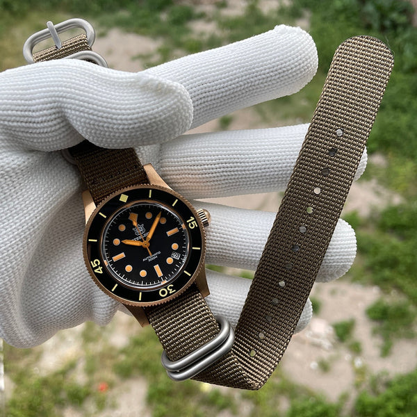 Bronze Dive Watch Extra-thick Sapphire Crystal Luxury Swiss Luminous NH35 Mechanical Movement Fifty Sturgeon  -  GeraldBlack.com