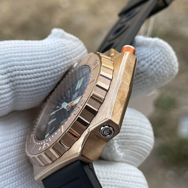 Bronze Mechanical Watch STEELDIVE SD1969S Bidirectional Bezel 120Bar Water Resistant Dive Wristwatches For Men Swiss Luminous  -  GeraldBlack.com
