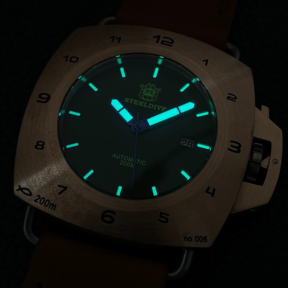 Bronze SD1935S Swiss Luminous Wristwatch 200M Waterproof 47MM Curved Case NH35 Movement Mechanical Watch  -  GeraldBlack.com