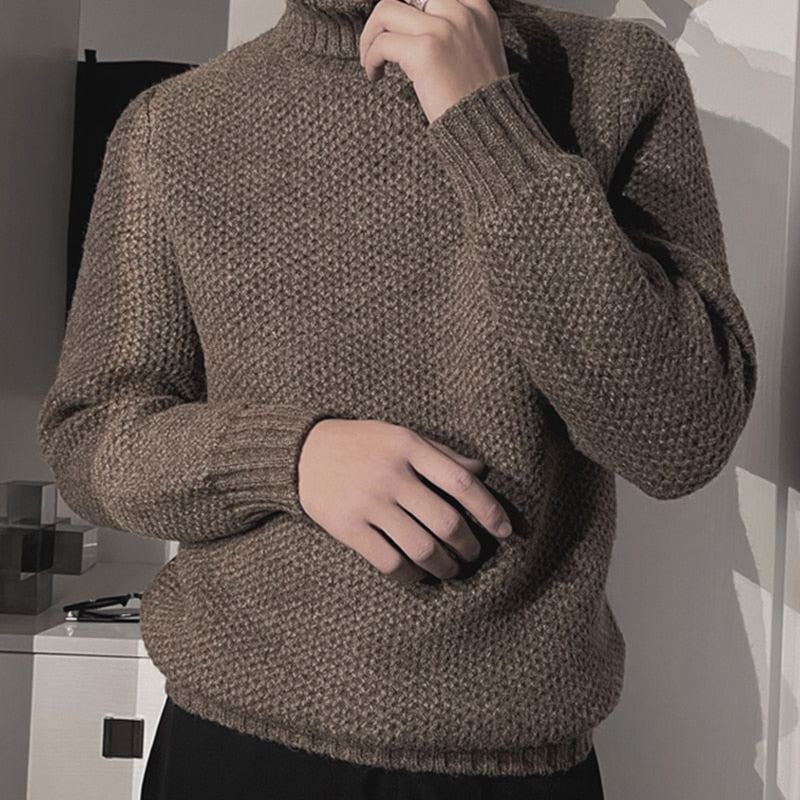 Brown Color Casual Thick Warm Winter Men's Luxury Knitted Pullover Sweater Wear Jersey Fashions 71819  -  GeraldBlack.com