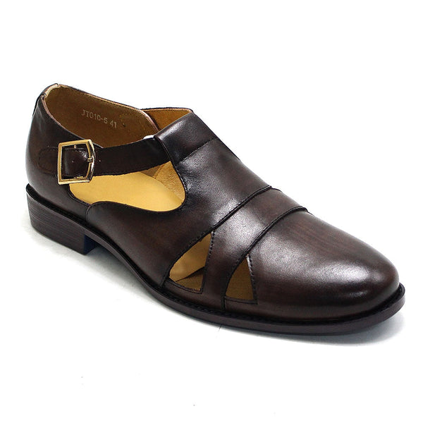 Buckle Strap Summer Men Hollow Out Genuine Cow Leather Breathable Soft Handmade Dress Shoes Footwear  -  GeraldBlack.com