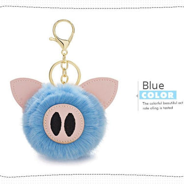 Bunny Rabbit Fur Ball Piggy Pompom Animal Leather Trinkets Keychains - SolaceConnect.com