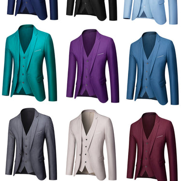 Burgundy Classic Custom Business Single-button Three Piece Suit for Men  -  GeraldBlack.com