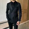 Business Black Striped Men Jacket+Pants Suits For Wedding Double Breasted Groom Tuxedos 2 Pieces  -  GeraldBlack.com