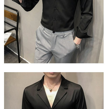 Business Casual Formal Wear Long Sleeve Slim Fit Collar Shirts for Men - SolaceConnect.com