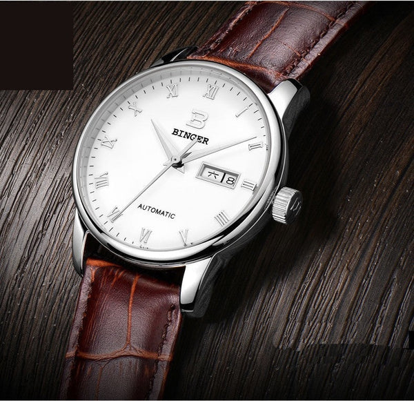 Business Slim Automatic Mechanical Stainless Steel Watch for Men  -  GeraldBlack.com
