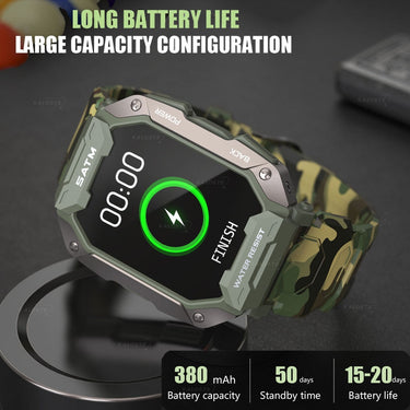 C20 Military Smart Watch Men Carbon Black Ultra Army Outdoor IP68 5ATM Waterproof Heart Rate Blood Oxygen Smartwatch  -  GeraldBlack.com