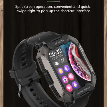 C20 Military Smart Watch Men Carbon Black Ultra Army Outdoor IP68 5ATM Waterproof Heart Rate Blood Oxygen Smartwatch  -  GeraldBlack.com